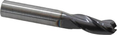 RobbJack - 3/8" Diam, 7/8" LOC, 3 Flute Solid Carbide Ball End Mill - AlTiN Finish, Single End, 2-1/2" OAL, 3/8" Shank Diam, Spiral Flute - Benchmark Tooling