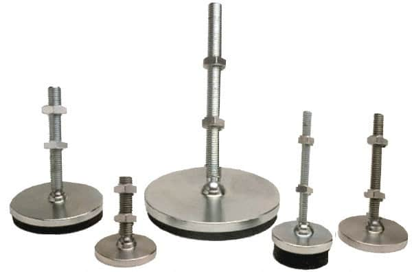 Gibraltar - 1/2-13 Bolt Thread, Studded Pivotal Stud Mount Leveling Pad & Mount - 3,500 Max Lb Capacity, 4" Base Diam - Benchmark Tooling