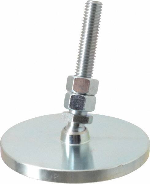 Gibraltar - 1/2-13 Bolt Thread, Studded Pivotal Stud Mount Leveling Pad & Mount - 3,500 Max Lb Capacity, 4" Base Diam - Benchmark Tooling