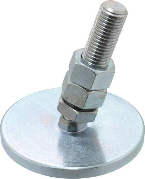 Gibraltar - 3/4-10 Bolt Thread, Studded Pivotal Stud Mount Leveling Pad & Mount - 6,000 Max Lb Capacity, 4" Base Diam - Benchmark Tooling