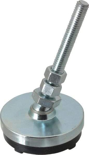 Gibraltar - 3/8-16 Bolt Thread, Studded Pivotal Stud Mount Leveling Pad & Mount - 1,500 Max Lb Capacity, 2-1/2" Base Diam - Benchmark Tooling