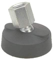 Gibraltar - 4000 Lb Capacity, 3/8-16 Thread, 1-5/8" OAL, Steel Stud, Tapped Pivotal Socket Mount Leveling Mount - Material Grade 1214, 2" Base Diam, Steel Pad - Benchmark Tooling