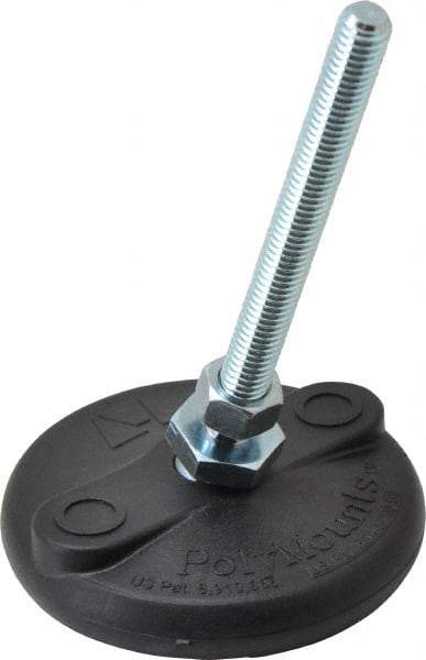 Gibraltar - 3/8-16 Bolt Thread, Studded Pivotal Stud Mount Leveling Pad & Mount - 5,000 Max Lb Capacity, 3" Base Diam - Benchmark Tooling