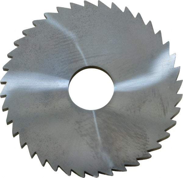 Made in USA - 2" Diam x 1/8" Blade Thickness x 1/2" Arbor Hole Diam, 40 Tooth Slitting and Slotting Saw - Arbor Connection, Right Hand, Uncoated, Solid Carbide, 5° Rake, Concave Ground - Benchmark Tooling