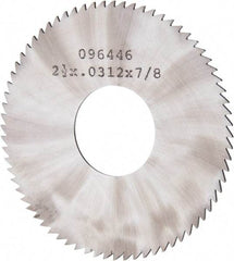 Made in USA - 2-1/2" Diam x 0.0313" Blade Thickness x 7/8" Arbor Hole Diam, 72 Tooth Slitting and Slotting Saw - Arbor Connection, Solid Carbide, Concave Ground - Benchmark Tooling