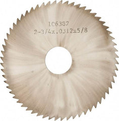 Made in USA - 2-3/4" Diam x 0.0313" Blade Thickness x 5/8" Arbor Hole Diam, 60 Tooth Slitting and Slotting Saw - Arbor Connection, Solid Carbide, Concave Ground - Benchmark Tooling