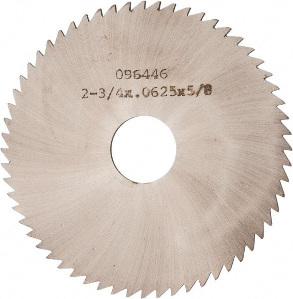 Made in USA - 2-3/4" Diam x 1/16" Blade Thickness x 5/8" Arbor Hole Diam, 60 Tooth Slitting and Slotting Saw - Arbor Connection, Solid Carbide, Concave Ground - Benchmark Tooling