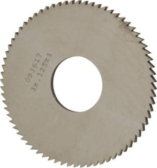 Made in USA - 3" Diam x 1/8" Blade Thickness x 1" Arbor Hole Diam, 72 Tooth Slitting and Slotting Saw - Arbor Connection, Right Hand, Uncoated, Solid Carbide, 5° Rake, Concave Ground - Benchmark Tooling