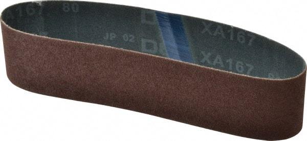 Made in USA - 2" Wide x 18-15/16" OAL, 80 Grit, Aluminum Oxide Abrasive Belt - Aluminum Oxide, Medium, Coated - Benchmark Tooling