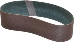 Made in USA - 2" Wide x 18-15/16" OAL, 100 Grit, Aluminum Oxide Abrasive Belt - Aluminum Oxide, Fine, Coated - Benchmark Tooling