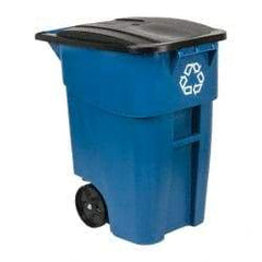 Rubbermaid - 50 Gal Blue Rectangle Recycling Container - Polyethylene, 36-1/2" High x 28-1/2" Long x 23.38" Wide - Benchmark Tooling