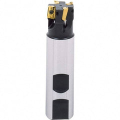 Iscar - 1-1/2" Cut Diam, 0.56" Max Depth of Cut, 1-1/2" Shank Diam, 7-3/4" OAL, Indexable Square Shoulder End Mill - Weldon Shank, 90° Lead Angle, Series Heli2000 - Benchmark Tooling