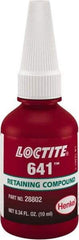 Loctite - 10 mL, Yellow, Low Strength Liquid Retaining Compound - Series 641, 24 hr Full Cure Time - Benchmark Tooling