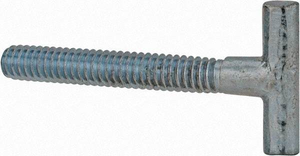 Gibraltar - 1/4-20, 1-1/2" Thread Length, Zinc Plated, Steel T Strap Bolt - 2" Length Under Head, Grade 5, 1" Head Width x 1/4" Head Height - Benchmark Tooling