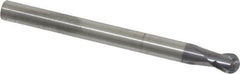 RobbJack - 1/4" Diam, 1/4" LOC, 2 Flute Solid Carbide Ball End Mill - AlTiN Finish, Single End, 3" OAL, 1/4" Shank Diam, Spiral Flute - Benchmark Tooling
