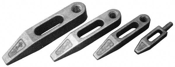 Mitee-Bite - 3/4-10 Stud, Stainless Steel, Plain Strap Clamp - 1-1/2" Travel, 7" OAL x 1.4" Wide x 1-1/16" High, Tapered Nose - Benchmark Tooling