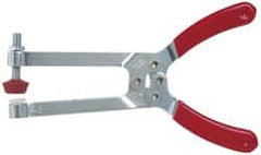 De-Sta-Co - 4448.22 N Load Capacity, 2.91" Throat Depth, 6.8" OAL, Carbon Steel, C Style Plier Clamp - 2.83" Max Jaw Capacity, M6x1 Spindle, 2.83" Open Throat Height, Red Handle, Spindle End - Benchmark Tooling