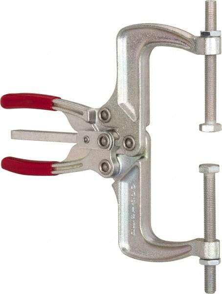 De-Sta-Co - 4448.22 N Load Capacity, 2.56" Throat Depth, 9.15" OAL, Carbon Steel, C Style Plier Clamp - 7.92" Max Jaw Capacity, M10x1.25 Spindle, 7.92" Open Throat Height, Red Handle, Spindle End - Benchmark Tooling