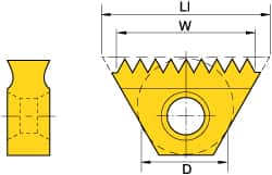 Kennametal - 14 TPI, Internal/External Thread, Whitworth Standard, STN KC610M Grade Thread Mill Insert - Carbide, TiN/TiCN/TiN Coating - Benchmark Tooling