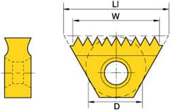 Kennametal - 14 TPI, Internal/External Thread, Whitworth Standard, STN KC610M Grade Thread Mill Insert - Carbide, TiN/TiCN/TiN Coating - Benchmark Tooling