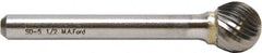 M.A. Ford - 4.8mm Cut Diam, 3mm Shank Diam, Ball Head Double Cut Burr - Carbide, Radius End, 4mm LOC, 38mm OAL - Benchmark Tooling