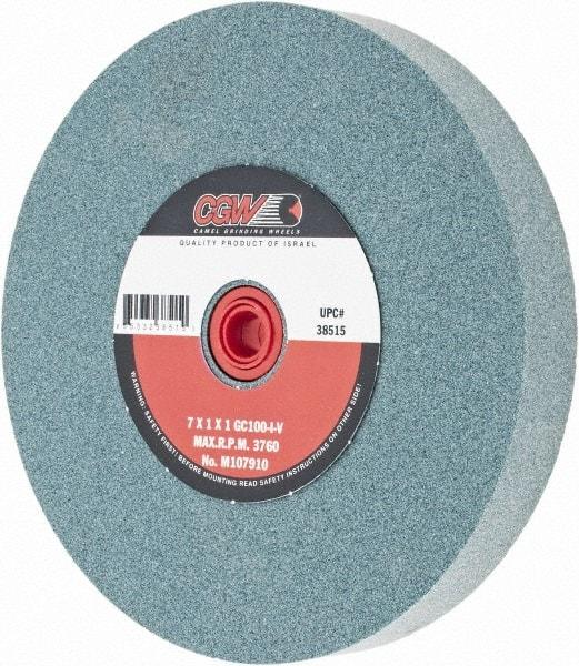 Camel Grinding Wheels - 100 Grit Silicon Carbide Bench & Pedestal Grinding Wheel - 7" Diam x 1" Hole x 1" Thick, 3760 Max RPM, I Hardness, Fine Grade , Vitrified Bond - Benchmark Tooling