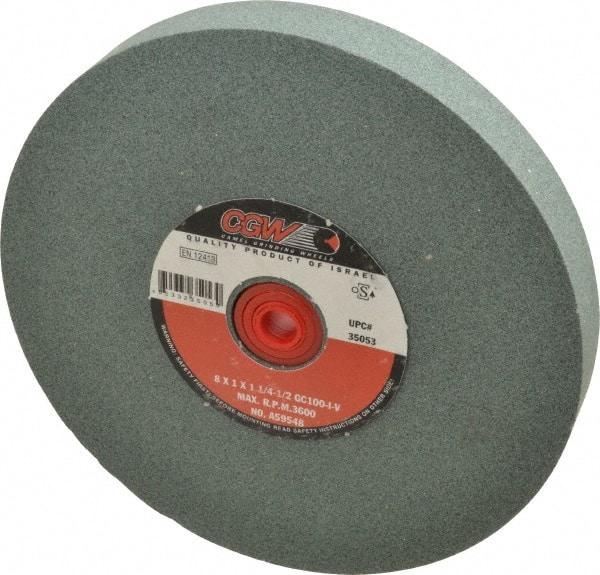 Camel Grinding Wheels - 100 Grit Silicon Carbide Bench & Pedestal Grinding Wheel - 8" Diam x 1-1/4" Hole x 1" Thick, 3600 Max RPM, I Hardness, Fine Grade , Vitrified Bond - Benchmark Tooling