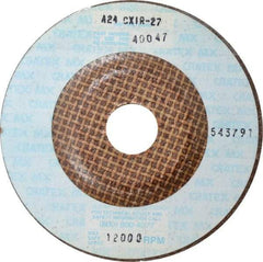 Cratex - 24 Grit, 4-1/2" Wheel Diam, 1/4" Wheel Thickness, 7/8" Arbor Hole, Type 27 Depressed Center Wheel - Aluminum Oxide, Compatible with Angle Grinder - Benchmark Tooling