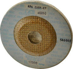 Cratex - 36 Grit, 4-1/2" Wheel Diam, 1/4" Wheel Thickness, 7/8" Arbor Hole, Type 27 Depressed Center Wheel - Aluminum Oxide, Compatible with Angle Grinder - Benchmark Tooling