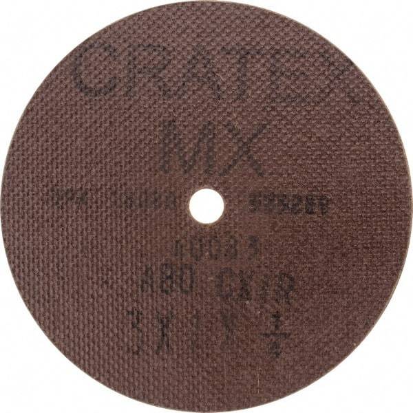 Cratex - 3" Diam 1/4" Hole 80 Grit Fiber Disc - Medium Grade, Aluminum Oxide - Benchmark Tooling