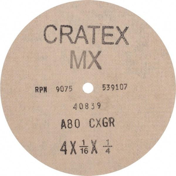 Cratex - 4" Diam 1/4" Hole 80 Grit Fiber Disc - Medium Grade, Aluminum Oxide - Benchmark Tooling
