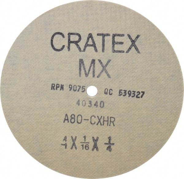 Cratex - 4" Diam 1/4" Hole 80 Grit Fiber Disc - Medium Grade, Aluminum Oxide - Benchmark Tooling