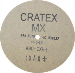 Cratex - 4" Diam 1/4" Hole 80 Grit Fiber Disc - Medium Grade, Aluminum Oxide - Benchmark Tooling
