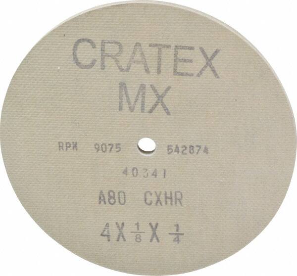 Cratex - 4" Diam 1/4" Hole 80 Grit Fiber Disc - Medium Grade, Aluminum Oxide - Benchmark Tooling