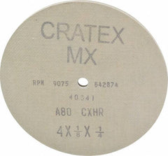 Cratex - 4" Diam 1/4" Hole 80 Grit Fiber Disc - Medium Grade, Aluminum Oxide - Benchmark Tooling