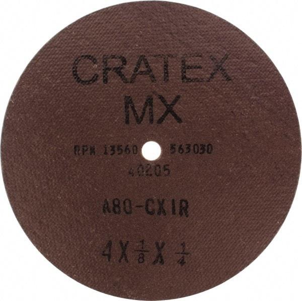 Cratex - 4" Diam 1/4" Hole 80 Grit Fiber Disc - Medium Grade, Aluminum Oxide - Benchmark Tooling