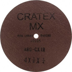 Cratex - 4" Diam 1/4" Hole 80 Grit Fiber Disc - Medium Grade, Aluminum Oxide - Benchmark Tooling