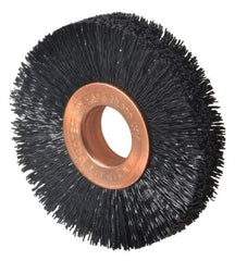 Weiler - 2" OD, 1/2" Arbor Hole, Crimped Nylon Wheel Brush - 3/8" Face Width, 1/2" Trim Length, 0.014" Filament Diam, 20,000 RPM - Benchmark Tooling