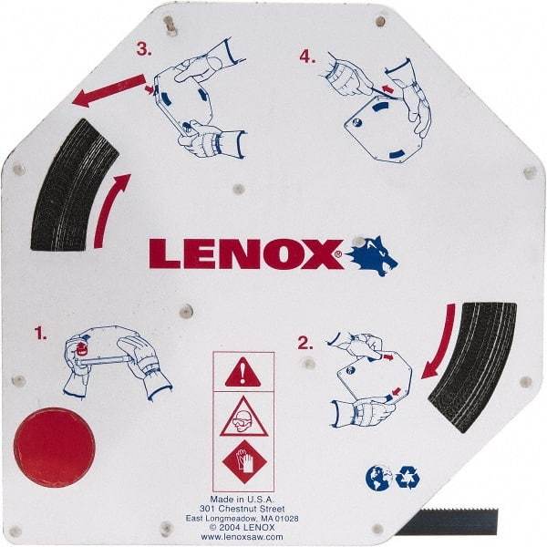 Lenox - 3/8" x 100' x 0.025" Carbon Steel Band Saw Blade Coil Stock - 14 TPI, Toothed Edge, Straight Form, Raker Set, Flexible Back, Constant Pitch, Contour Cutting - Benchmark Tooling