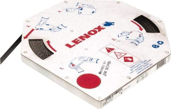 Lenox - 1/2" x 100' x 0.025" Carbon Steel Band Saw Blade Coil Stock - 10 TPI, Toothed Edge, Straight Form, Raker Set, Flexible Back, Constant Pitch, Contour Cutting - Benchmark Tooling