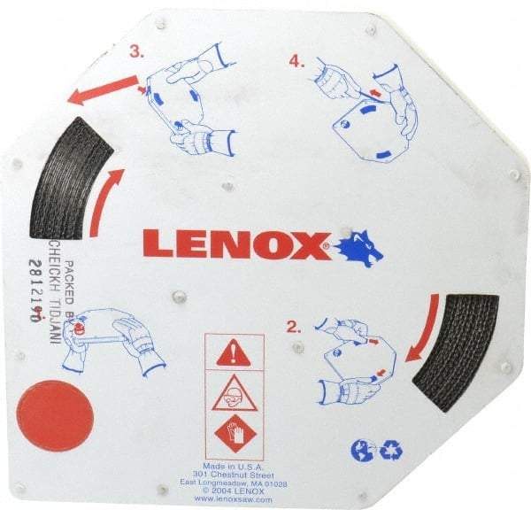 Lenox - 1/2" x 100' x 0.025" Bi-Metal Band Saw Blade Coil Stock - 8 to 12 TPI, Toothed Edge, Modified Raker Set, Flexible Back, Variable Pitch, Contour Cutting - Benchmark Tooling