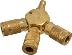 Value Collection - 1/4" Inlet, 1/4" Outlet Manifold - 4-1/2" Long x 0.88" Wide x 4-5/8" High, 1 Inlet Port, 3 Outlet Ports - Benchmark Tooling