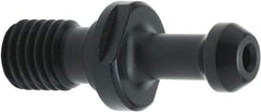 Parlec - BT30 Taper, M12x1.75 Thread, 45° Angle Radius, Standard Retention Knob - 1.7" OAL, 0.43" Knob Diam, 0.908" from Knob to Flange, 1/8" Coolant Hole, Through Coolant - Exact Industrial Supply