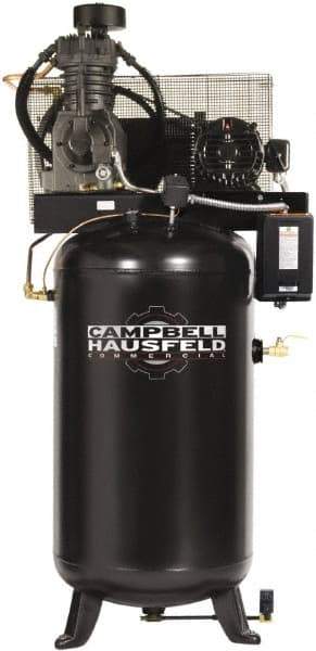 Campbell Hausfeld - 5 hp, 80 Gal Stationary Electric Vertical Air Compressor - Three Phase, 175 Max psi, 16.6 CFM, 208-230/460 Volt - Benchmark Tooling