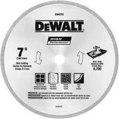 DeWALT - 7" Diam, 5/8 & 7/8" Arbor Hole Diam, Wet & Dry Cut Saw Blade - Diamond-Tipped, Straight Action, Standard Round Arbor - Benchmark Tooling