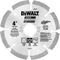 DeWALT - 4" Diam, 5/8 & 7/8" Arbor Hole Diam, 8 Tooth Wet & Dry Cut Saw Blade - Diamond-Tipped, Straight Action, Standard Round Arbor - Benchmark Tooling