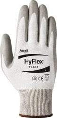 Ansell - Size XL (10), ANSI Cut Lvl 2, Puncture Lvl 4, Abrasion Lvl 4, Polyurethane Coated HPPE Fiber Cut Resistant Gloves - 9" Long, Palm Coated, Knit Wrist, Gray/White, Paired - Benchmark Tooling