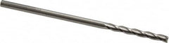 RobbJack - 1/8", 1" LOC, 1/8" Shank Diam, 3" OAL, 3 Flute, Solid Carbide Square End Mill - Single End, Uncoated, Spiral Flute, 30° Helix, Centercutting, Right Hand Cut, Right Hand Flute, Series TL-303 - Benchmark Tooling