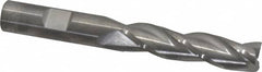 RobbJack - 1/2", 2" LOC, 1/2" Shank Diam, 4" OAL, 3 Flute, Solid Carbide Square End Mill - Single End, Uncoated, Spiral Flute, 30° Helix, Centercutting, Right Hand Cut, Right Hand Flute, Series TL-303 - Benchmark Tooling