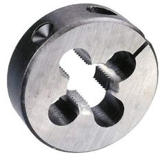 Irwin Hanson - 9/16-12 UNC Thread, 1-1/2" Outside Diam Carbon Steel Round Die - 1/2" Thick, Left Hand Thread, Adjustable - Exact Industrial Supply